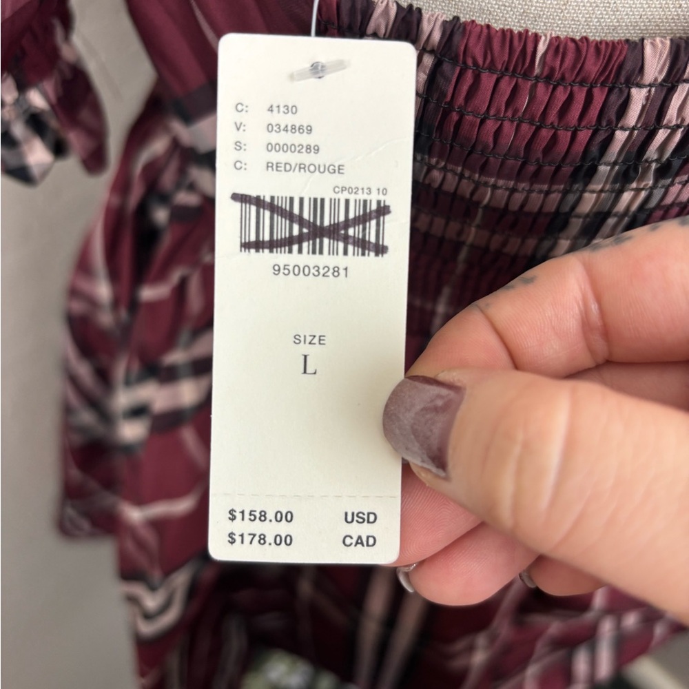 NWT Anthropologie Maeve Red Tartan Plaid Puff‎ Sleeve Mini Dress Size L - Picture 6 of 9